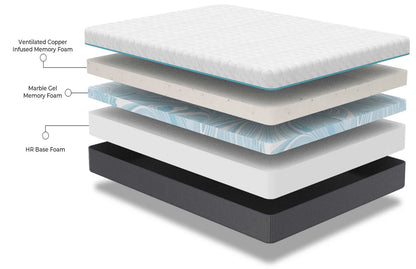 Copper Lux - 12" California King Soft Memory Foam Mattress With Phase Change Cooling Fabric - White / Gray