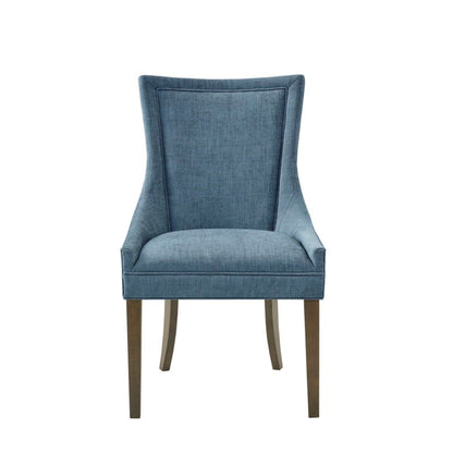 Dining Side Chair, High Back Upholstered Multi-Hued Fabric (Set of 2) - Blue