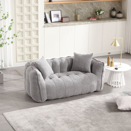 Soft Beanbag Chair With High Resilience Foam Core For Two People - Gray