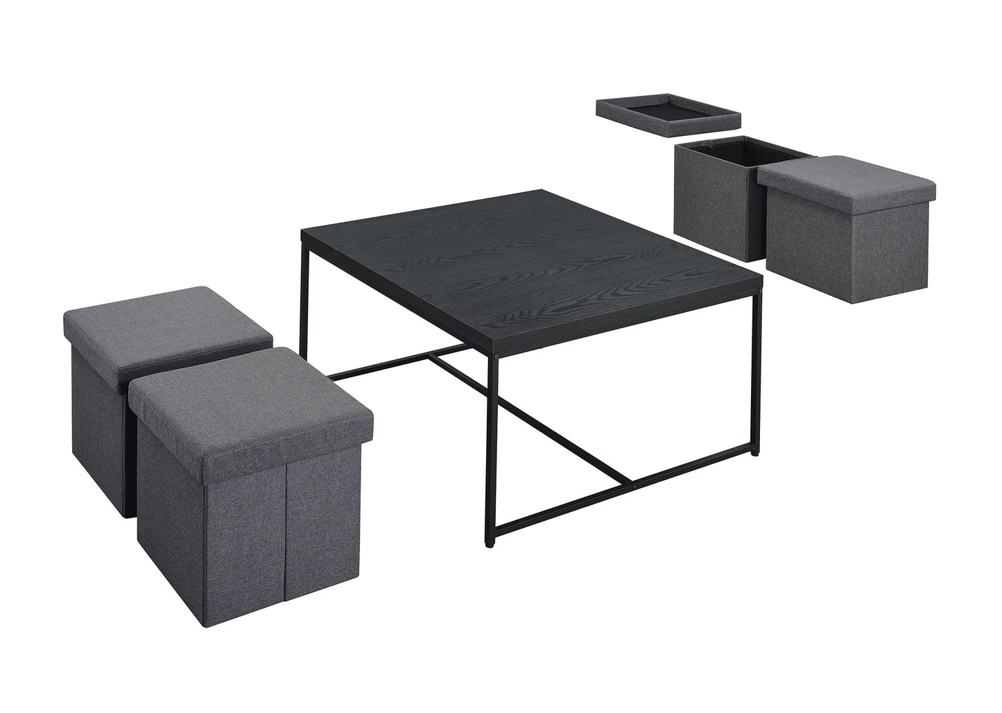 Caitlin - Wood Grain 5 Piece Coffee Table (Set of 5) - Black