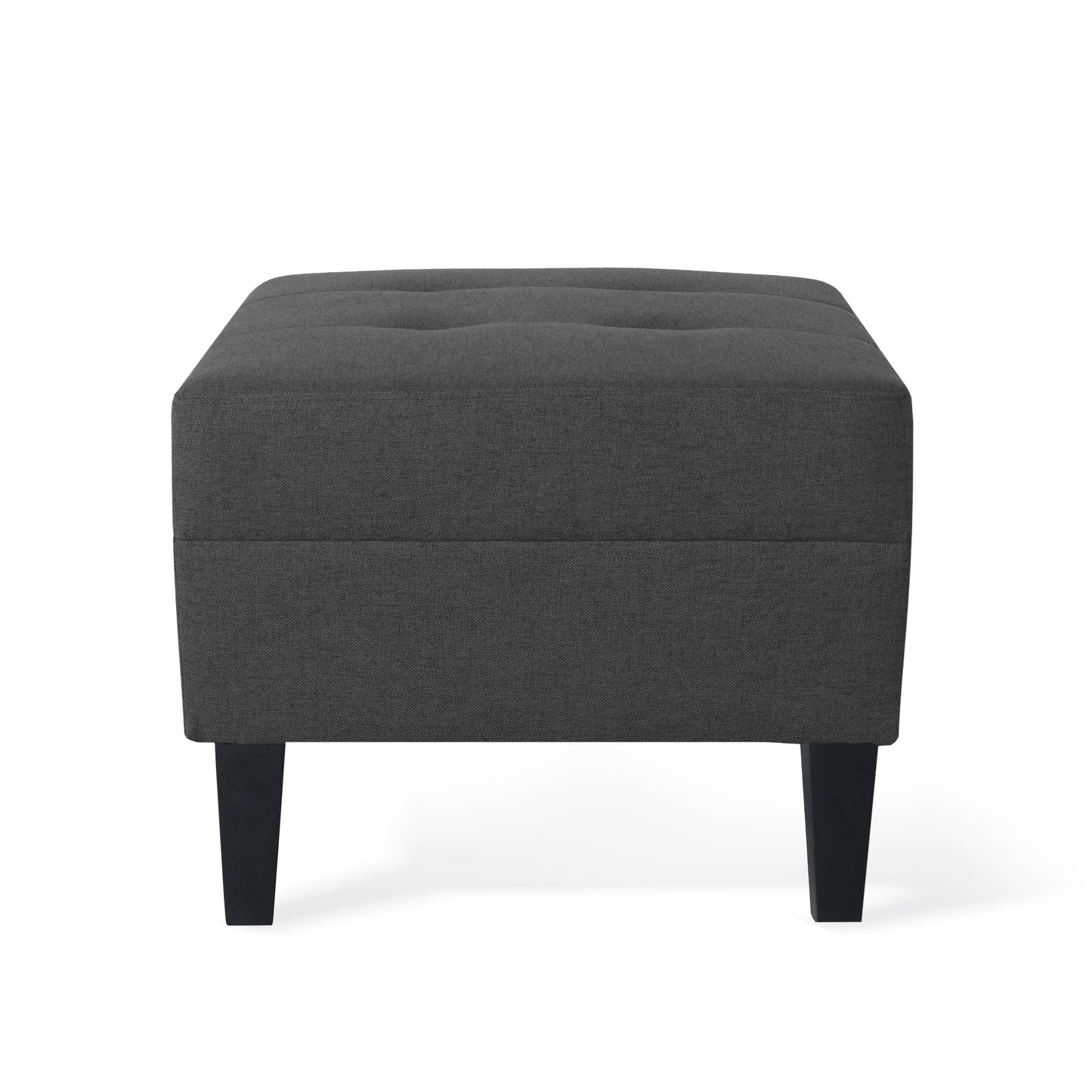 Classic Fabric Ottoman With Birch Wood Legs And High Quality Foam Padding - Dark Gray