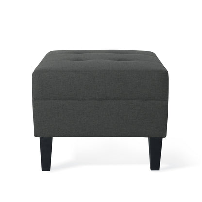 Classic Fabric Ottoman With Birch Wood Legs And High Quality Foam Padding - Dark Gray