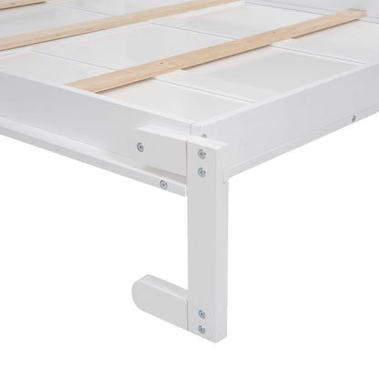 Full Size Murphy Wall Bed With Shelves And LED Lights - White