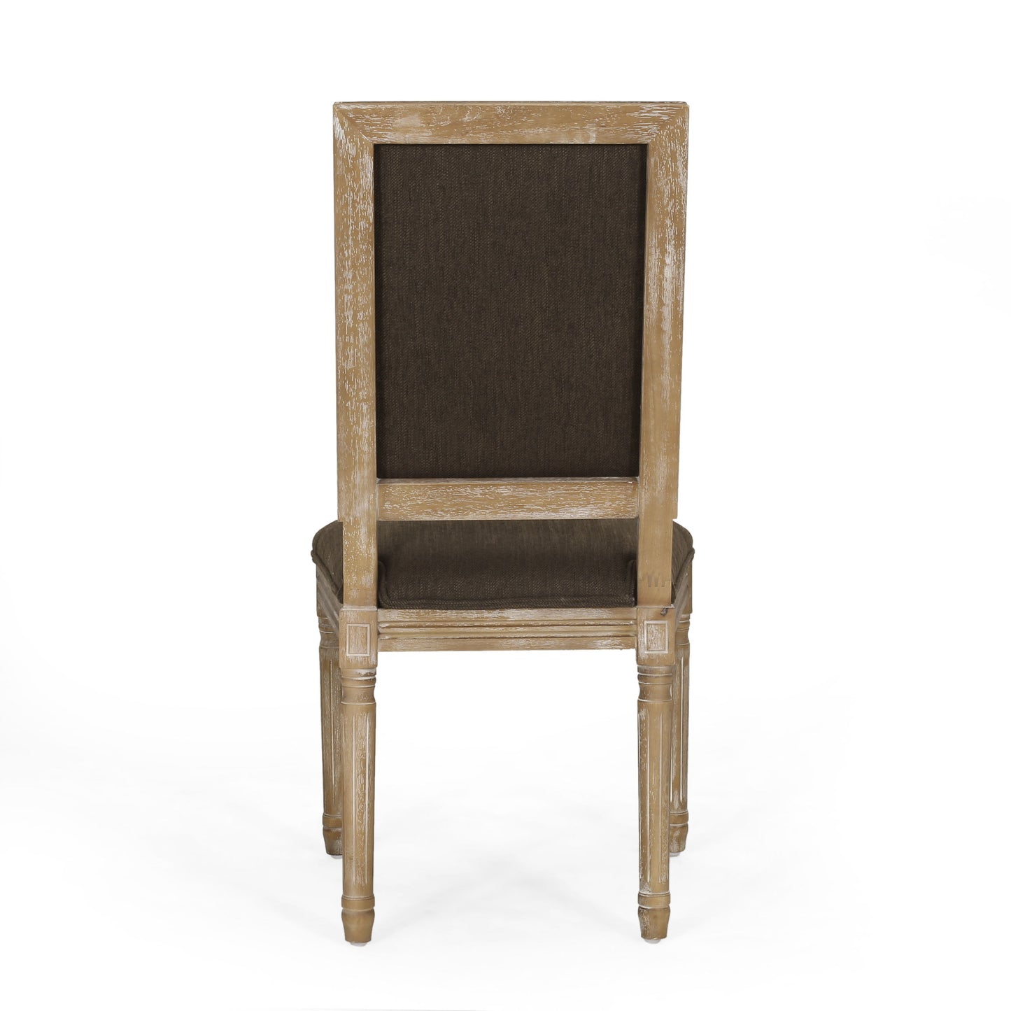 French Country Style Dining Chair Set With Upholstered Seats And Cane Backrest - Brown
