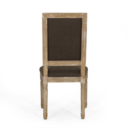French Country Style Dining Chair Set With Upholstered Seats And Cane Backrest - Brown