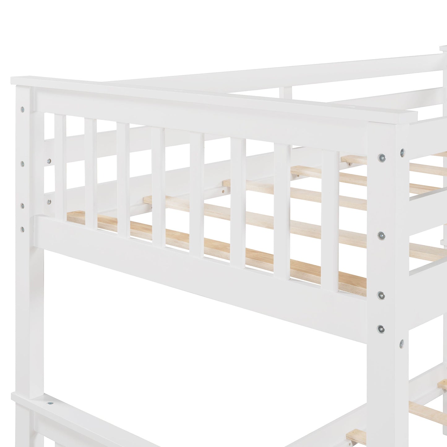 Twin Over Twin Bunk Bed With Ladders And 2 Storage Drawers - White