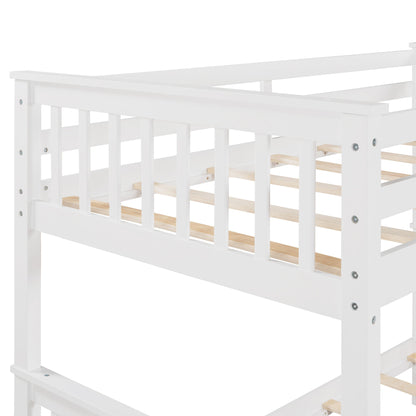 Twin Over Twin Bunk Bed With Ladders And 2 Storage Drawers - White