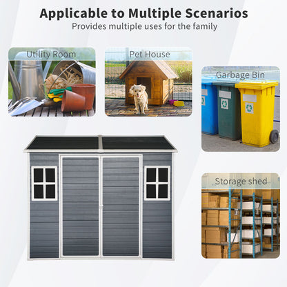 Resin Outdoor Storage Shed With Two-Window And Floor - Black