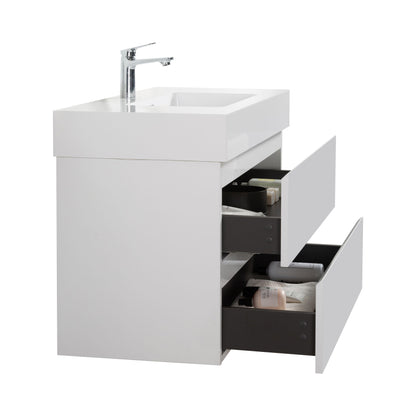 Alice - 36" Bathroom Vanity With Sink, Large Storage Wall Mounted Floating Bathroom Vanity For Modern Bathroom, One-Piece Sink Basin Without Drain And Faucet - White