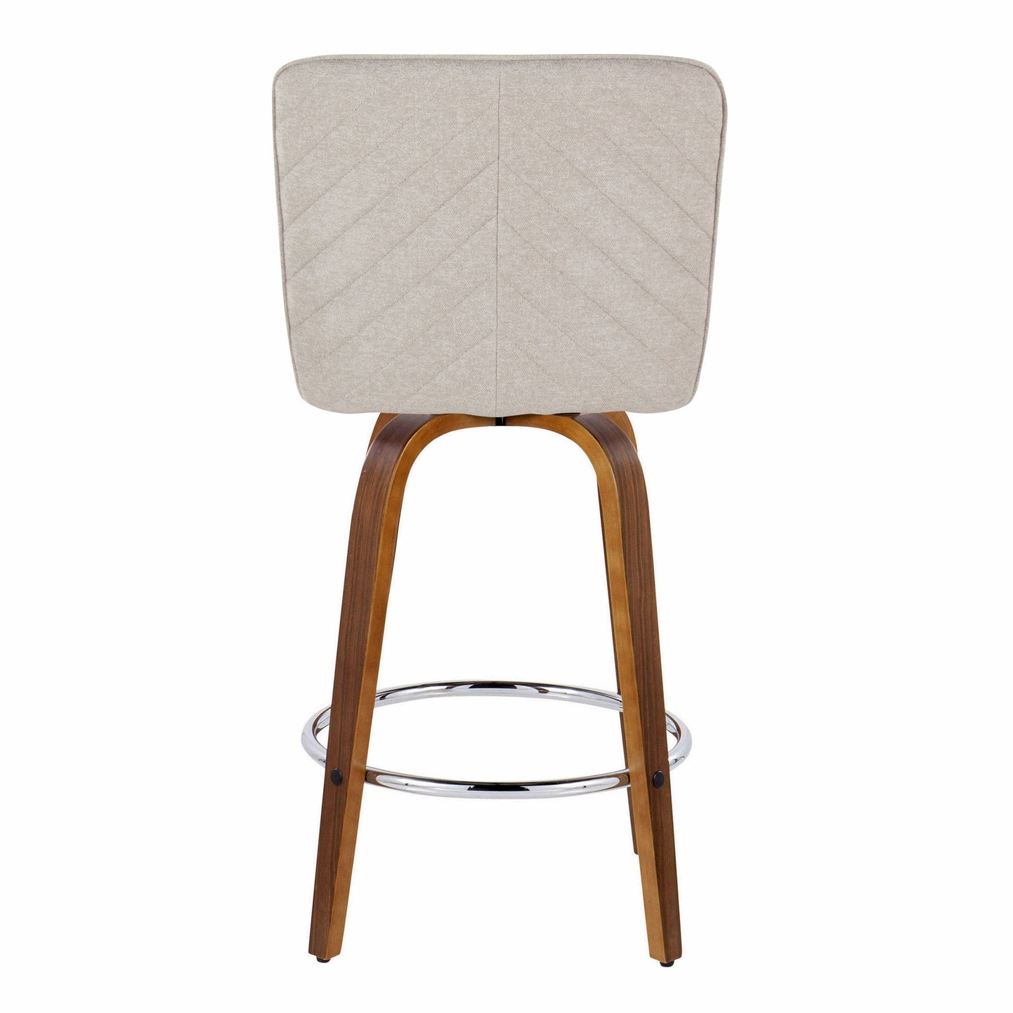 Henry - Contemporary Fixed Height Counter Stool With Swivel With Round Footrest (Set of 2) - Walnut / Beige