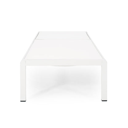 Outdoor Chaise Lounge Chair, Aluminum Adjustable Outside Chair For Pool Patio Beach Yard, All Weather Use UV Resistant 400Lbs Weight Capacity - White
