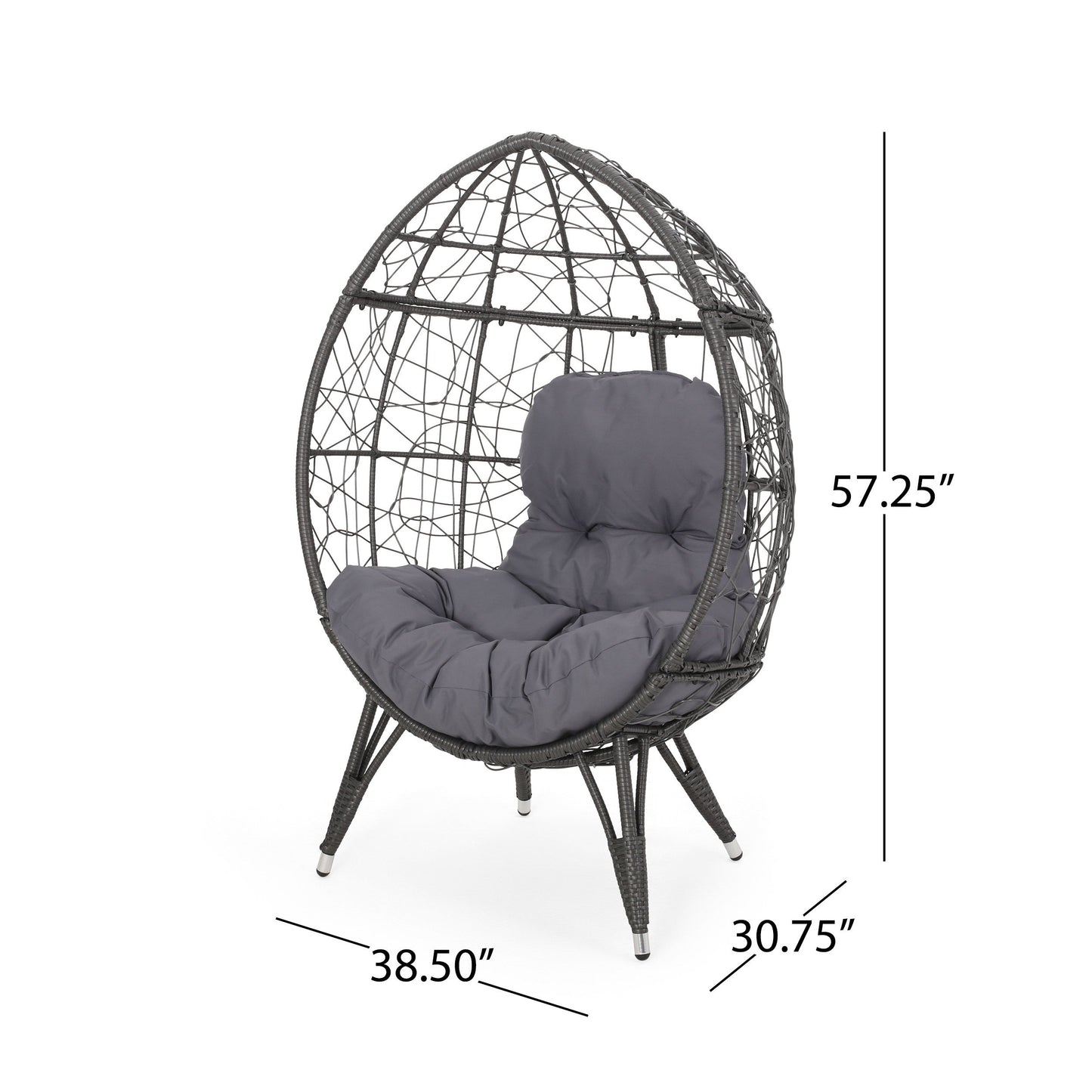 Cosmos - Round Hammered Iron Teardrop Chair - Gray