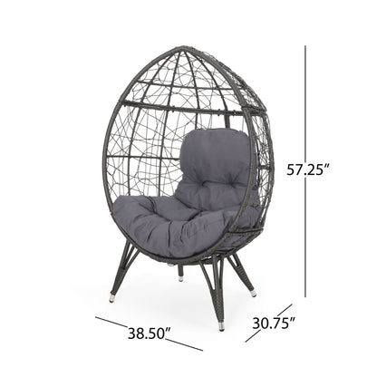 Cosmos - Round Hammered Iron Teardrop Chair - Gray