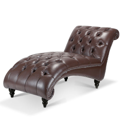 Tufted Armless Chaise Lounge - Dark Brown