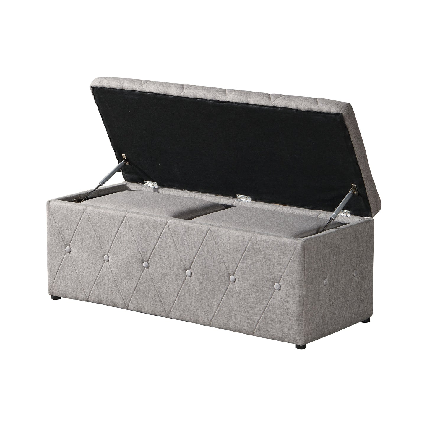 Rectangular Storage Ottoman Linen With 2 Set Ottomans - Beige