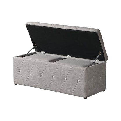Rectangular Storage Ottoman Linen With 2 Set Ottomans - Beige