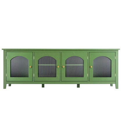 Stylish TV Cabinet, Entertainment CenterTV Stand, TVconsoletable, Media Console, Solidwood Frame, Changhong Glass Door, Metal Handle - Antique Green