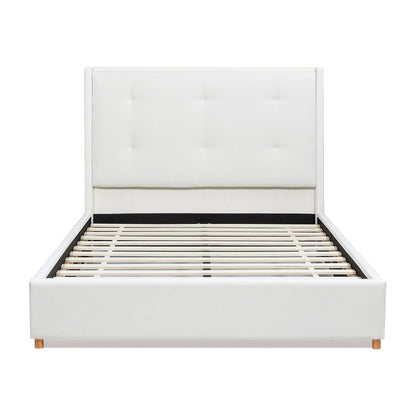Miramar - Queen Cushion Back Headboard Platform Bed Frame - Antique White