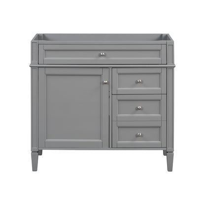 Bathroom Vanity Without Top Sink, Modern Bathroom Storage Cabinet With 2 Drawers And A Tip-Out Drawer, Frame (Not Include Basin Sink) - Gray