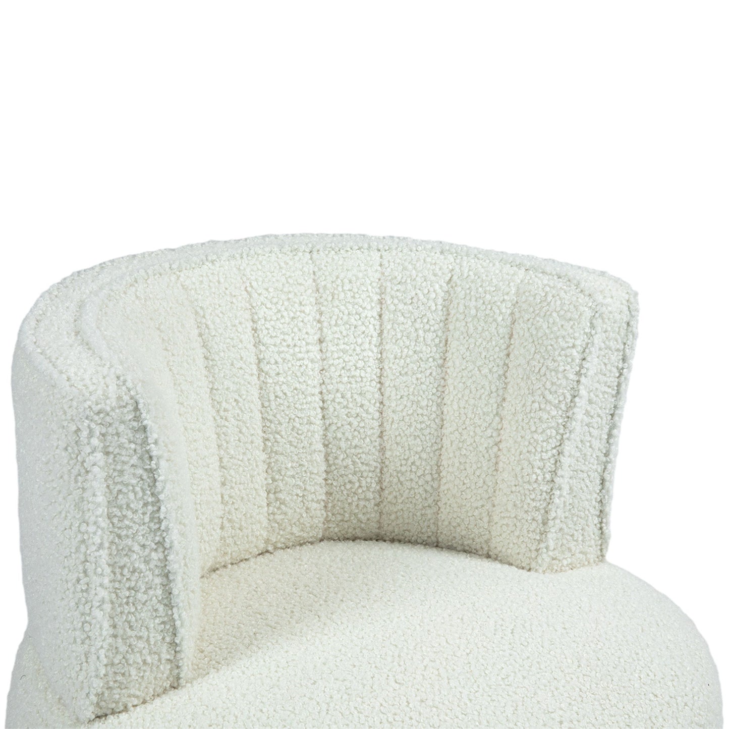 Coolmore - 360 Degree Swivel Cuddle Barrel Accent Sofa Chair, Round Armchair With Wide Upholstered Teddy Fabric - Cream