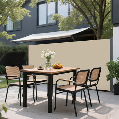 Retractable Side Awning Waterproof And UV Resistant Privacy Screen For Patio Balcony Garden Polyester With Frame - Beige