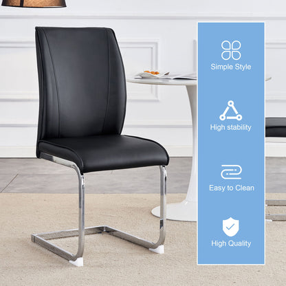 Luxurious And Minimalist Chair Covers, 2 High Elasticity Dining Chairs Metal Arched Legs - Black / Silver