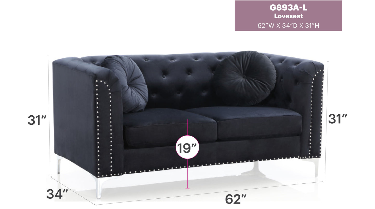 Loveseat Sleek Contemporary - Black