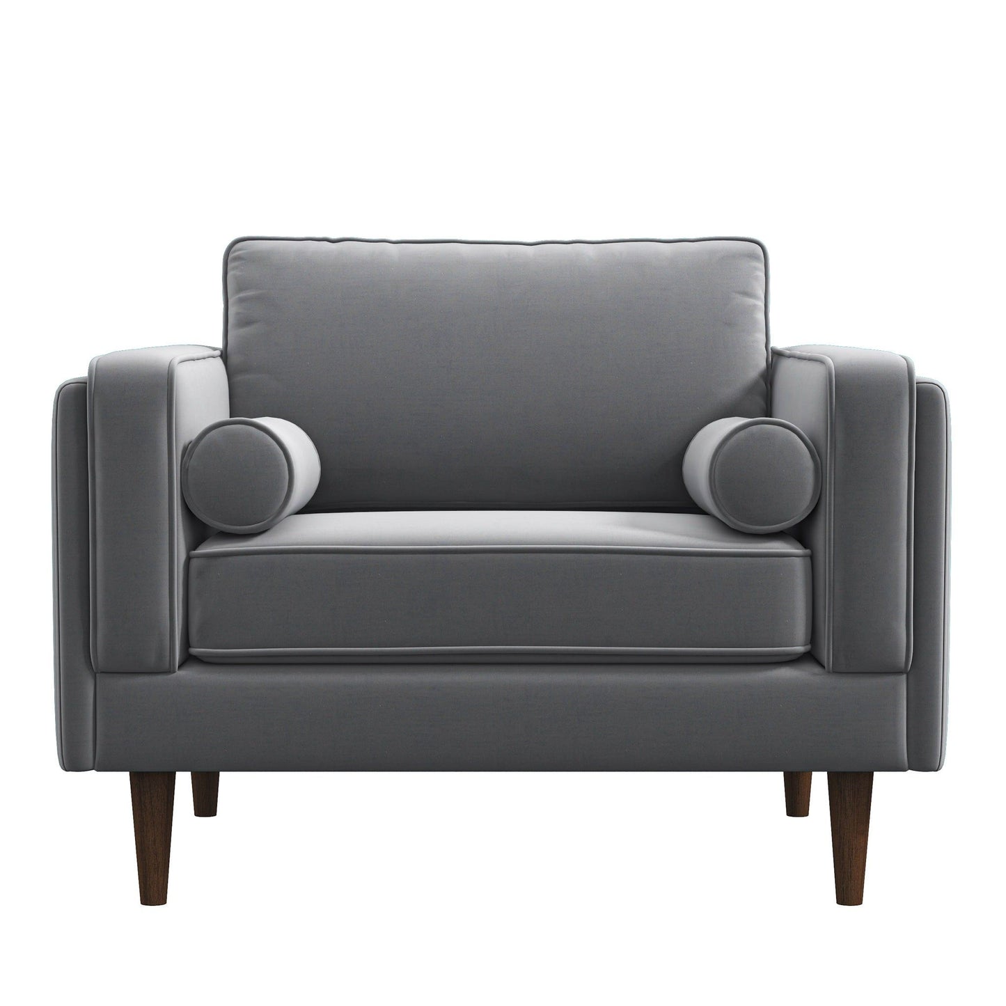 Amber - Velvet Lounge Chair - Brown / Gray
