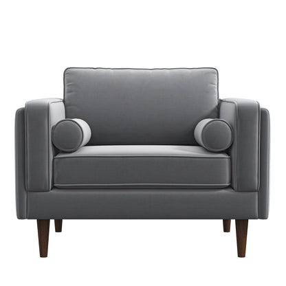Amber - Velvet Lounge Chair - Brown / Gray
