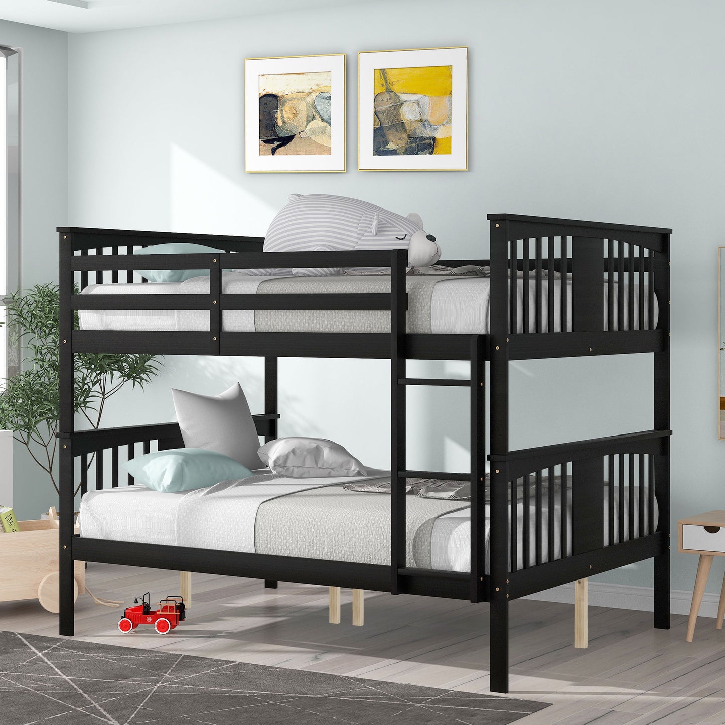 Full Over Full Bunk Bed With Ladder For Bedroom - Espresso