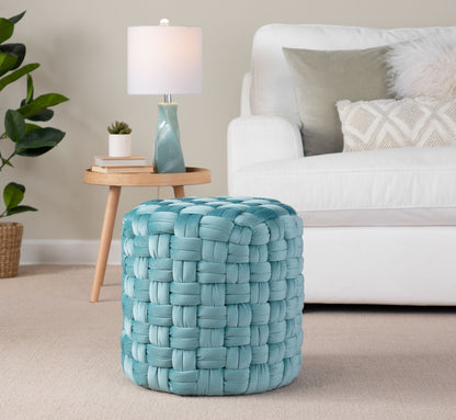 Braided - Round Ottoman - Ice Blue