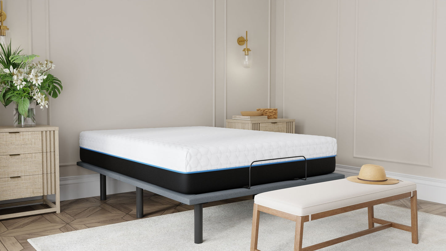 Copper Lux - 14" Twin Long Plush Memory Foam Mattress With Phase Change Cooling Fabric - White / Gray