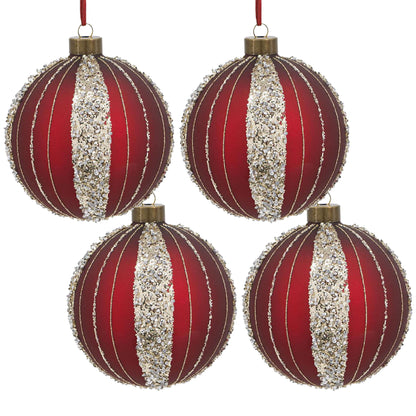 Christmas Ball Ornaments, Glass Decorative Hanging Ball Christmas Tree Ornaments, For Holiday Decorations (Set of 4) - Red