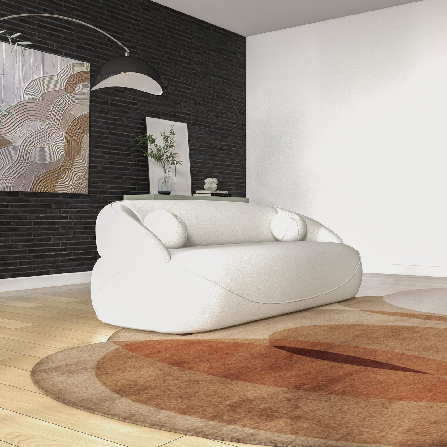 Andrew - Boucle Sofa - Beige / Ivory White / Light Beige / White