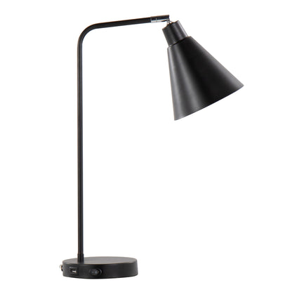Pix - Contemporary Task Lamp Built In USB Port - Matte Black / White
