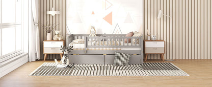 Full Size Daybed Bed With Two Drawers - Gray