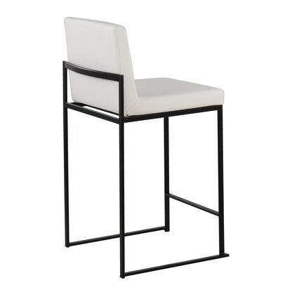 Fuji - Contemporary High Back Counter Stool (Set of 3) - Black / White