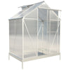 Polycarbonate Greenhouse, Heavy Duty Outdoor Aluminum Walk-In Green House Kit With Rain Gutter, Vent And Door For Backyard Garden - Aluminium