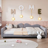 Full Size Upholstered Daybed, Sherpa Fabric Sofabed With Cloud-Shaped Backrest, No Box - Spring Needed - Gray