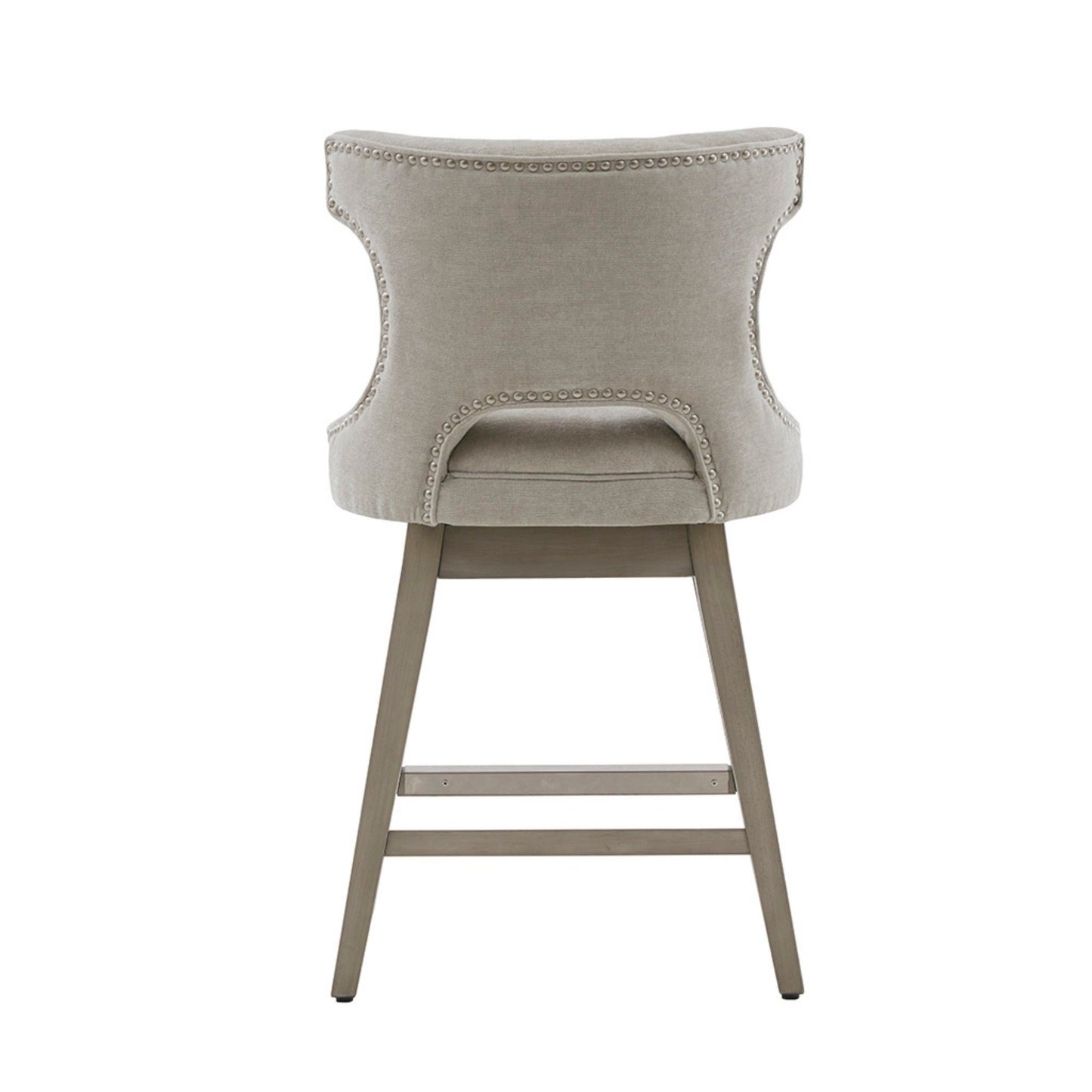 Swivel Counter Stool With Silver Detailing - Light Gray