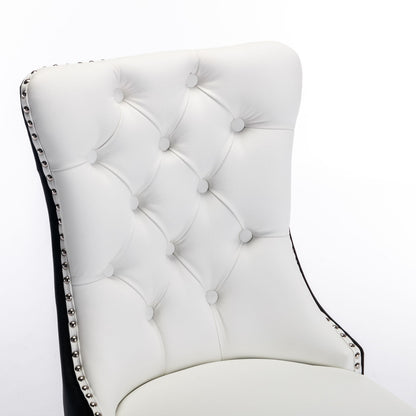 Nikki - Modern, High-End Tufted Solid Wood Contemporary And Velvet Upholstered Dining Chair With Wood Legs Nailhead Trim (Set of 2) - White / Black