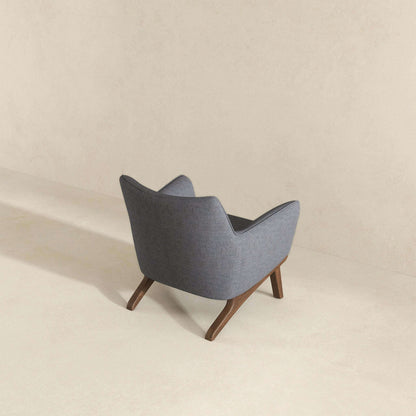 Brayden - Mid-Century Modern Side Linen Armchair - Gray / Wood