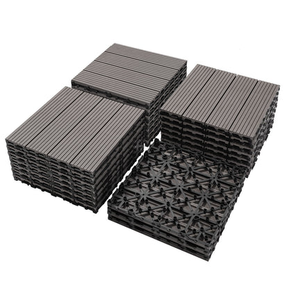Wood Plastic Composite Deck Tiles (Set of 20), Sustainable Composite Decking Resist Rust, Water, Weather, Easy To Diy & Maintain, Ideal For Patios, Balconies, Rooftops - Light Gray