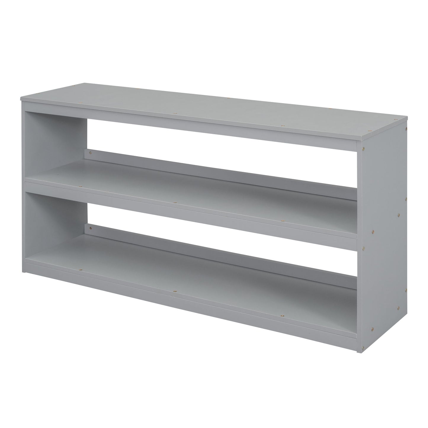 Full Size Loft Bed With Retractable Writing Desk And 3 Drawers With Storage Stairs And Shelves - Gray