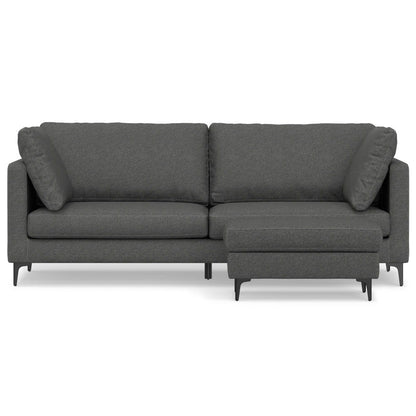 Ava - Mid Century Sofa With Ottoman Set - Dark Gray
