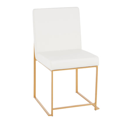 Fuji - Contemporary, High Back Dining Chair (Set of 2) - Gold / White