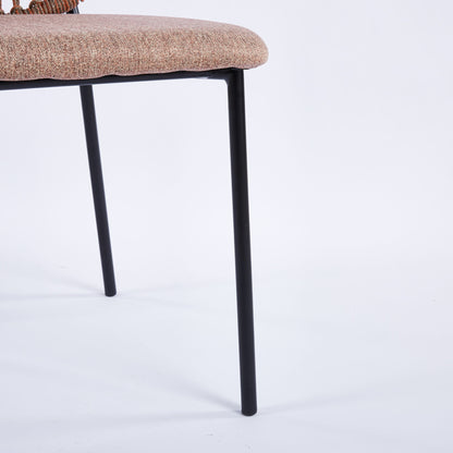 Sennit Chair, Dining Chair, Coffee Chair (Set of 4) - Black / Orange