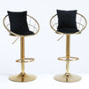 Velvet Bar Chair, Pure Gold Plated, Unique Design, 360 Degree Rotation, Adjustable Height, Suitable For Dining Room And Bar, (Set of 2) - Black
