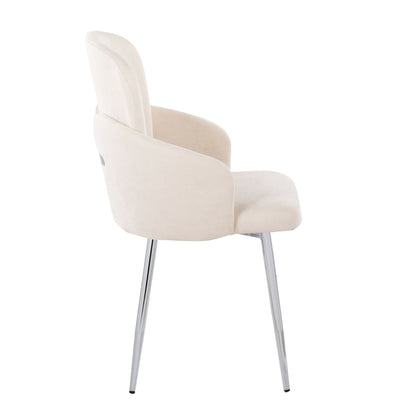 Dahlia - Contemporary Dining Chair (Set of 2) - Cream / Chrome