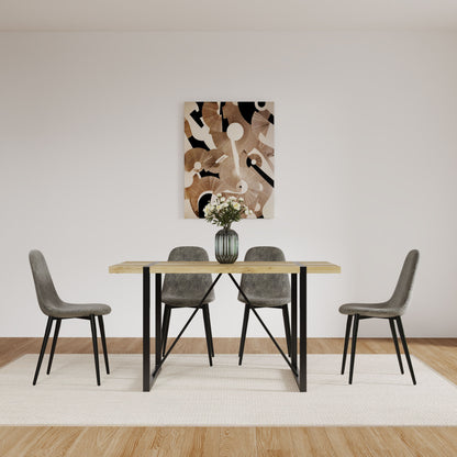 Modern Accent Dining Chairs (Set of 4), Upholstered Seat, Spoon Shape - Black / Gray